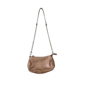 HOBO Tan Leather Chain Strap Crossbody Bag‎ Small Zip Top Shoulder Purse